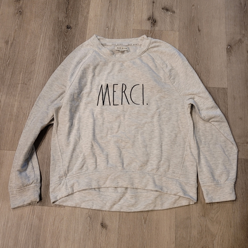 Rae Dunn Merci Crewneck Sweatshirt Sz Medium